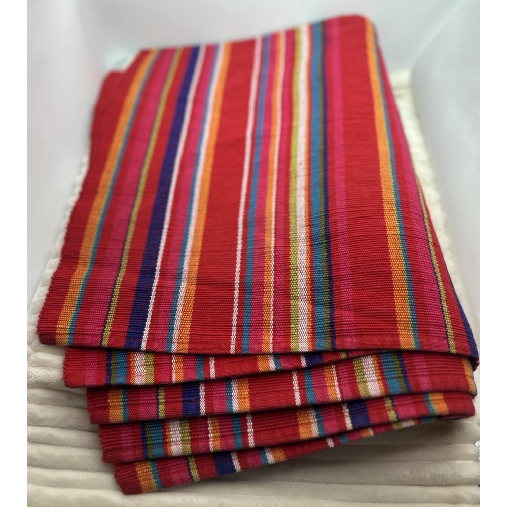 Placemats Sonoran Stripes Multicolor Jewel Tones, 100% Cotton, Set Of 5